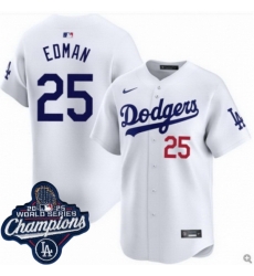 Men Los Angeles Dodgers 25 Tommy Edman Cool Base 2025 World Champions Stitched Baseball Jersey White Men Los Angeles Dodgers 25 Tommy Edman Cool Base 2025 World Champions Stitched Baseball Jersey White