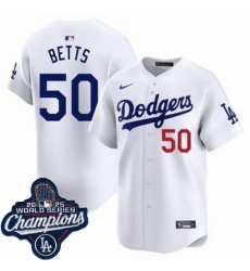 Men Los Angeles Dodgers 50 Mookie Betts Cool Base 2025 World Champions Stitched Baseball Jersey White Men Los Angeles Dodgers 50 Mookie Betts Cool Base 2025 World Champions Stitched Baseball Jersey White