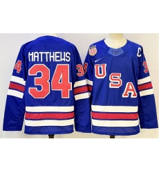 Men USA 34 Auston Matthews Royal 2025 2026 With C Patch Stitched Jersey Men USA 34 Auston Matthews Royal 2025 2026 With C Patch Stitched Jersey