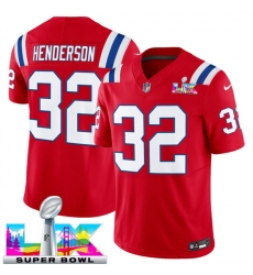 Men New England Patriots 32 TreVeyon Henderson Red 2025 F U S E  Super Bowl LX Patch Vapor Limited Stitched Football Jersey