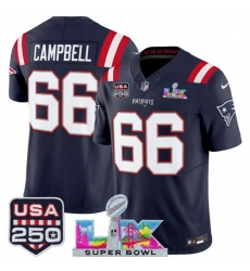 Youth New England Patriots 66 Will Campbell Navy 2025 F U S E Super Bowl LX Patch And USA 250 27 Patch Vapor Limited Stitched Football Jersey Youth New England Patriots 66 Will Campbell Navy 2025 F U S E Super Bowl LX Patch And USA 250 27 Patch Vapor Limited Stitched Football Jersey
