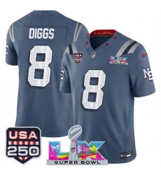 Youth New England Patriots 8 Stefon Diggs Storm Blue 2025 F U S E Super Bowl LX USA 250 Patch Rivalries Vapor Limited Stitched Football Jersey Youth New England Patriots 8 Stefon Diggs Storm Blue 2025 F U S E Super Bowl LX USA 250 Patch Rivalries Vapor Limited Stitched Football Jersey