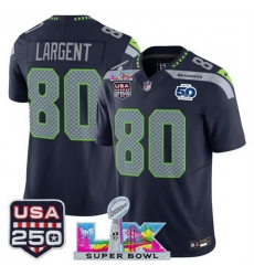 Youth Seattle Seahawks 80 Steve Largent Navy 2025 F U S E Super Bowl LX Patch And 50th Season USA 250 Patch Vapor Limited Stitched Football Jersey Youth Seattle Seahawks 80 Steve Largent Navy 2025 F U S E Super Bowl LX Patch And 50th Season USA 250 Patch Vapor Limited Stitched Football Jersey