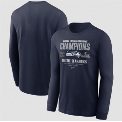 Men Seattle Seahawks College Navy 2025 NFC Champions Team Nation Long Sleeve T Shirt