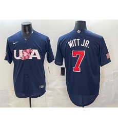 Men USA Baseball 7 Bobby Witt Jr  Navy World Baseball Classic Stitched Jersey