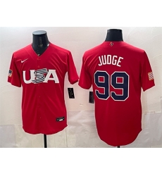 Men USA Baseball 99 Aaron Judge Red World Baseball Classic Stitched Jersey