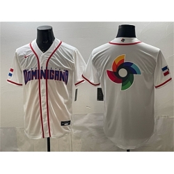 Men Dominican Republic Baseball Team Big Logo White 2026 World Baseball Classic Home Stadium Stitched Jersey