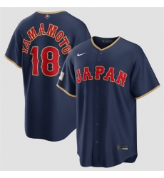 Men Japan Baseball 18 Yoshinobu Yamamoto Navy 2026 World Baseball Classic Road Stadium Stitched Jersey Men Japan Baseball 18 Yoshinobu Yamamoto Navy 2026 World Baseball Classic Road Stadium Stitched Jersey