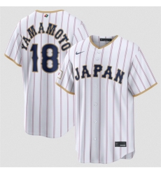 Men Japan Baseball  18 Yoshinobu Yamamoto White 2026 World Baseball Classic Home Stadium Stitched Jersey