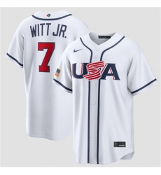 Men USA Baseball 7 Bobby Witt Jr White 2026 World Baseball Classic Home Stadium Stitched Jersey Men USA Baseball 7 Bobby Witt Jr White 2026 World Baseball Classic Home Stadium Stitched Jersey