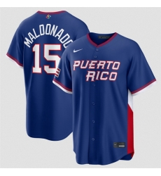 Men Puerto Rico Baseball  15 Martin Maldonado Blue 2026 World Baseball Classic Road Stadium Stitched Jersey