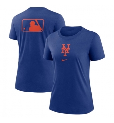 Women New York Mets Blue Early Work Tri Blend Dri FIT T Shirt Women New York Mets Blue Early Work Tri Blend Dri FIT T Shirt