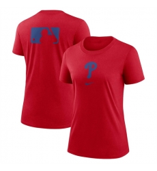 Women Philadelphia Phillies Red Early Work Tri Blend Dri FIT T Shirt Women Philadelphia Phillies Red Early Work Tri Blend Dri FIT T Shirt