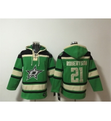 Men Dallas Stars 21 Jason Robertson Green Lace Up Pullover Hoodie Men Dallas Stars 21 Jason Robertson Green Lace Up Pullover Hoodie