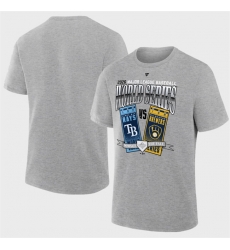 Men Tampa Bay Rays vs Milwaukee Brewers Gray 2026 World Series Matchup T Shirt Men Tampa Bay Rays vs Milwaukee Brewers Gray 2026 World Series Matchup T Shirt